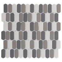 Mosaïque de verre recyclé hexagonale blanche, couleurs mélangées, pour crédence