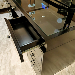 Docarelife โต๊ะเครื่องแป้งสีดำทันสมัยมือจับลิ้นชัก<span class=keywords><strong>13</strong></span>อัน, ลิ้นชักคริสตัลไฟ LED ปรับได้และสไลด์เงียบสำหรับการจัดเก็บอัจฉริยะ - Product Image 6