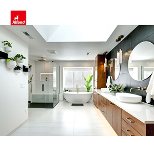 Hấp Dẫn Anh Đào Gỗ Cứng Nướng Rye Stain Phẳng Cửa Treo Tường Phòng Tắm Vanity Với Lưu Trữ Tủ Quần Áo Và Mở Kệ - Product Image 2