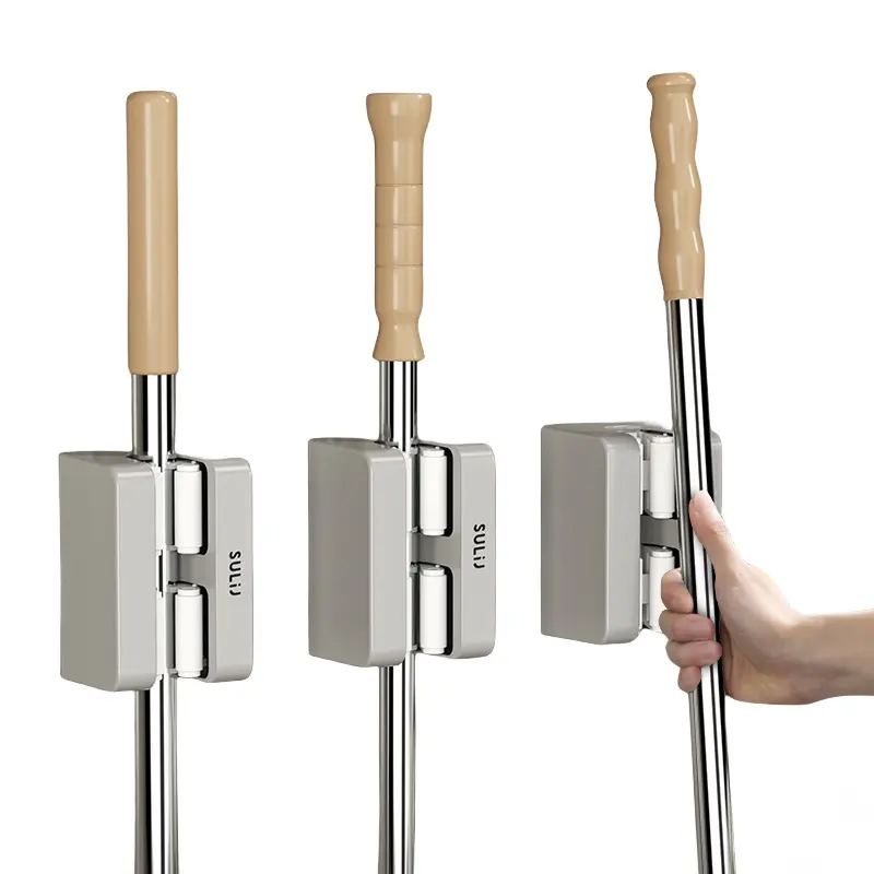 Wall-mounted mop storage rack broom organizer hook bracket self-adhesive bathroom kitchen garden garage storage tool rack