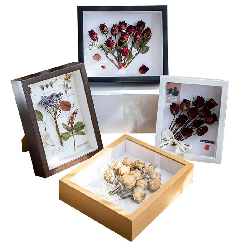 unique factory cheap modern wooden shadow box frames wholesale for dried flowers display table wall decoration