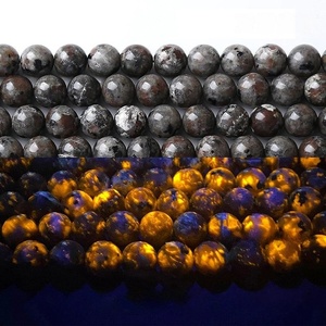 Accesorios de cuentas de piedra de llama natural Cuentas de bricolaje con brillo de Sol <span class=keywords><strong>Naranja</strong></span> Cuentas redondas Mineral crudo que comprende <span class=keywords><strong>jaspe</strong></span> de obsidiana de howlita - Product Image 3