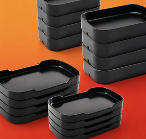 Rectangle Eco-Friendly Fish Dish Food <strong>Serving</strong> Tray Stackable <strong>Plastic</strong> Colorful Restaurant Black Camping Stock Melamine - Product Image 2