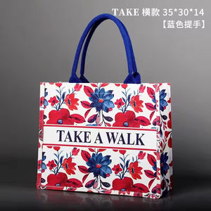 Bolsa de Mano de Lujo de Gran Capacidad, con Logotipo Personalizado en Serigrafía, Estilo Listón, de Lona de Algodón Orgánico, Reutilizable, para Regalos y Compras, Reciclable - Product Image 2