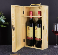Boîte en bois pour deux bouteilles de vin rouge, coffret à vin en bois massif pour 2 bouteilles, boîte cadeau universelle pour deux bouteilles de vin