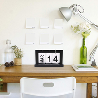 Calendrier de bureau réutilisable, peint, vintage, personnalisable, décoratif, en bois noir, calendrier perpétuel
