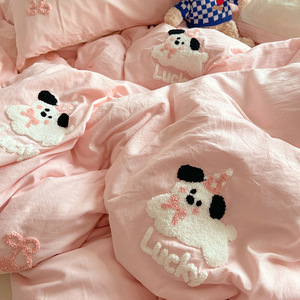 Bông 100% phòng ngủ dễ thương bộ đồ giường 1.5/1.8/2M coverlets Nữ Hoàng Vua Kích thước bedsheet phẳng <span class=keywords><strong>Sheets</strong></span> bedding Set - Product Image 5