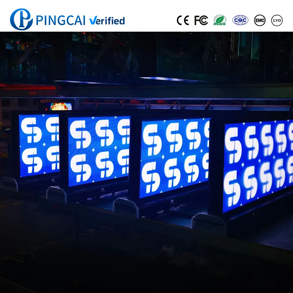 PINGCAI P4 กันน้ํากลางแจ้งความสว่างสูงรถแท็กซี่หลังคารถ LED ดิจิตอลป้ายโฆษณาหน้าจอโฆษณา 3G 4G ควบคุม