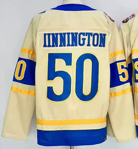 高級な新品メンズフル刺繍アイスホッケーユニフォーム # 25 # 10 # 18 # 55 # 84 # 50ステッチ入り通気性メッシュカジュアルアスレチックユニフォーム - Product Image 6