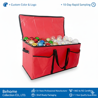 Grande boîte de rangement pliable en tissu rectangulaire de luxe et de haute qualité pour décorations de Noël et ampoules