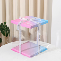 Boîte à gâteau carrée en plastique transparent jetable personnalisée pour l'emballage de bonbons et de nourriture d'anniversaire - Recyclable