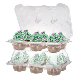 Groothandel Doorzichtige Clamshell Blisterverpakking Compartimenten Pet Food Containers Voor Cupcake