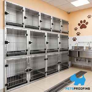 Cage pour animaux de compagnie PETSPROOFING, sur mesure, XL, pour chien et chat, enclos moderne en acier inoxydable, design modulaire avec motif animal, en fer - Product Image 1