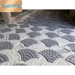 شكل مروحة متشابكة G684 من حجر البازلت الأسود مرصع بالحصى على شبكة لأرضيات مسار الحديقة - Product Image 6