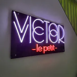 Personalizado led light up sign loja business logo design display publicidade placa luz led néon sinal para o nome da empresa