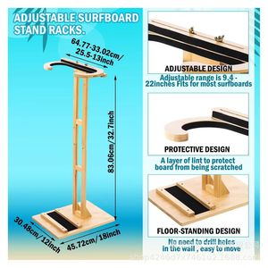 Estante vertical de madera para almacenamiento de tablas de surf, soporte de exhibición para tablas de surf, skate y esquí. - Product Image 4