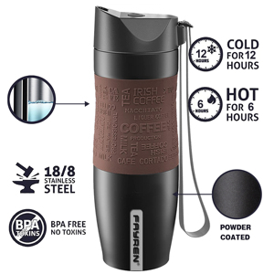 Vente en gros de haute qualité en acier inoxydable Su304 de qualité alimentaire à double paroi isolée isolation chaude 380ml poignée de tasse à café corde 12-24 - Product Image 6