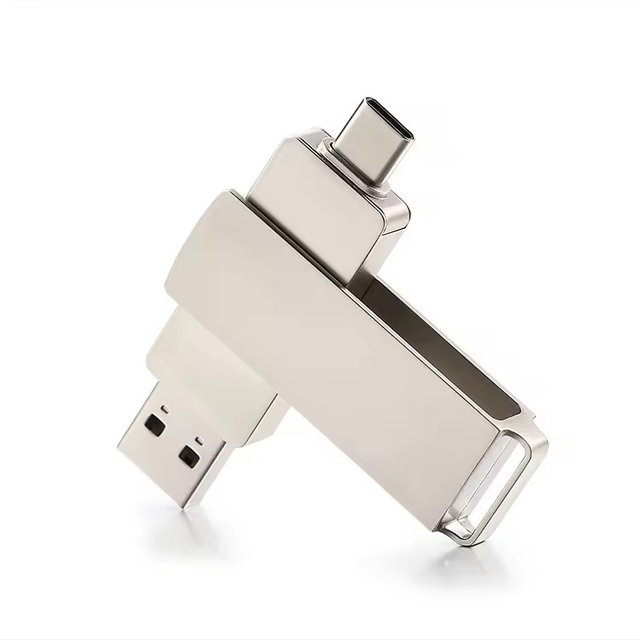 Advertising Promotion Fancy 2-in-1 Mini Swivel USB Flash Drive 2GB-128GB USB 2.0 Metal Portable Custom Logo Modern