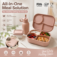 Meilleures ventes - Contenants de stockage alimentaire en silicone avec logo imprimé, hermétiques, anti-fuite, sans BPA, ensemble de boîtes à lunch avec bouteille d'eau