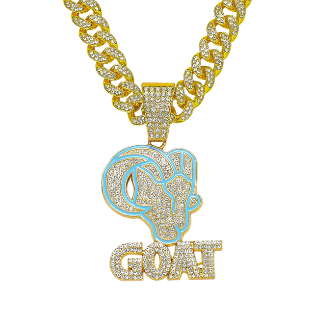 New Full Crystal Ram Letter GOAT Pendant Hop Ready to Stock Street Personality Punk Style Alloy Set Necklace