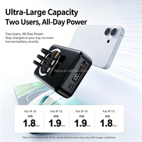Nuevo Producto, Cargador Portátil de Gran Capacidad, 22.5W Carga Rápida, 20000mAh, Cargador Inalámbrico de 15W, Banco de Energía Magnético con Cables Tipo-C Integrados