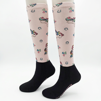 Chaussettes d'équitation unisexes montantes personnalisées avec motif animalier par sublimation, collection automne, pour enfants, avec logo et bordure à revers