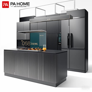 ארונות מטבח מודרניים אפורים מוכנים להרכבה, יוקרתיים ומקצועיים בהתאמה אישית - Product Image 2