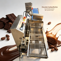 Machine d'enrobage automatique pour chocolat, bonbons, guimauves, nougats, gaufrettes, biscuits et confiseries, en acier inoxydable 304 de qualité alimentaire