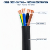 Câble d'alimentation en cuivre flexible, câble électrique basse tension pour équipements industriels et câblage de bâtiments