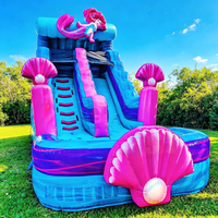 Nouveau design commercial : Toboggan aquatique gonflable thème sirène et château aquatique gonflable pour fêtes d'enfants
