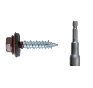 Tornillos para techos de metal de rosca alta-baja LeGood, tornillo de madera de punta afilada con arandela de goma EPDM y zócalo hexagonal de acero al carbono - Product Image 1