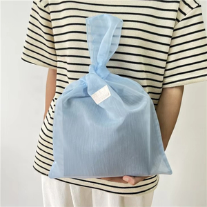Custom Logo <b>Printing</b> Sheer Storage Cute Tote Bag Vest Bag Gift <b>Packaging</b> Encrypted Organza Shopping Bag With Handle - Product Image 5