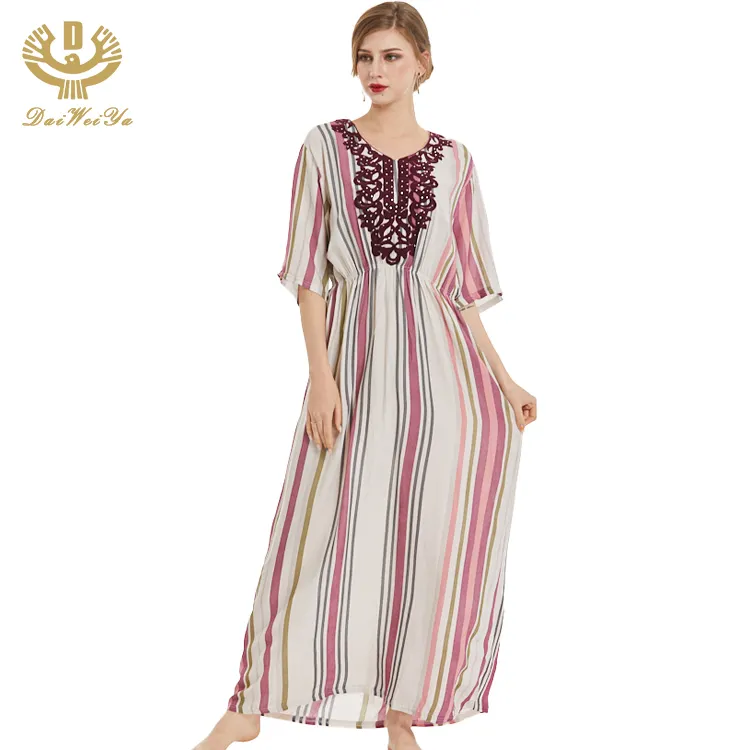 Maxi Dresses Phụ Nữ Dài Tay Màu Nâu Abaya Thổ Nhĩ Kỳ Kaftan
