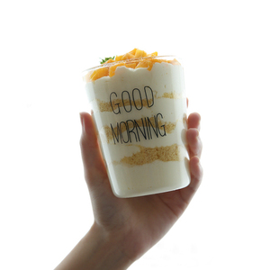 Bonjour petit déjeuner tasse ménage verre transparent lait boisson tasse motif imprimable tasse à couche unique - Product Image 5