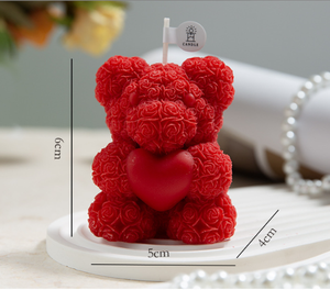 Bougie décorative artisanale en cire de soja 3D en forme de rose et d'ours en peluche pour la Saint-Valentin 2026, idéale pour les cadeaux d'anniversaire et les invités - Product Image 4