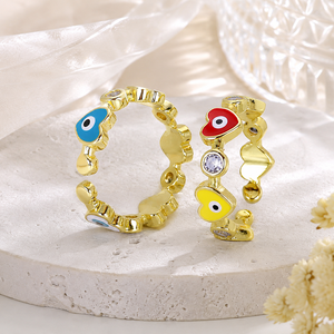 Anello Aperto Regolabile con Simbolo Classico dell'Occhio Turco per Donne - Product Image 3
