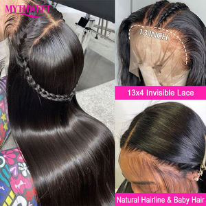 13x6 Toptan Yapıştırıcısız Full HD Dantel Ön Peruk Bakire Hint Saç Perukları Ham Kütikül Hizalı Bakire İnsan Saçı Perukları - Product Image 3