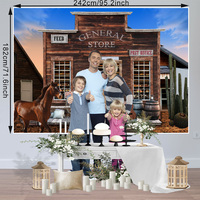Bar Saloon Ranch Party Photo Fond, Roue de grange en bois Vintage Retro Bar Post Office Farm Banner Décorations