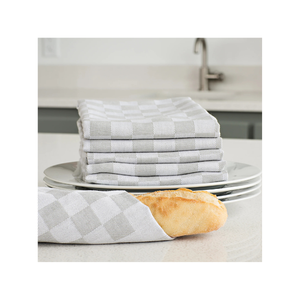 Écologique Durable 100% Coton Brodé Blanc Gris Cuisine Serviettes Recyclable Séchage Rapide Parfait Pour Les Cadeaux Et La Réutilisation - Product Image 6