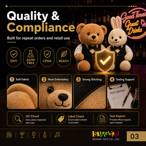 Pluche knuffels groothandel voor wijnbars en proefzalen, op maat gemaakte pluche wijnfles en champagne, eco-tags, klaar voor de detailhandel - Product Image 3