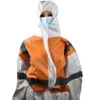 Combinaison de travail antistatique non stérile en PP SMS jetable, écologique, imperméable, avec ligne bleue réfléchissante, EPI, microporeuse