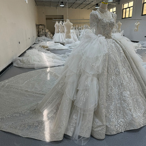 Jancember MN252 Belle Demi Manches Puffy Robe De Bal De Mariage Robes De Mariée En Dentelle - Product Image 2