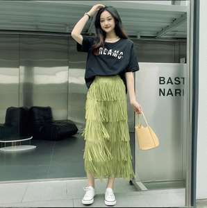 Yibaoli fabricante gran oferta buena calidad moda borla <span class=keywords><strong>pastel</strong></span> <span class=keywords><strong>mujer</strong></span> Falda larga moda - Product Image 1