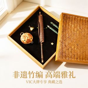 Vic Bamboo Weaving <b>Gift</b> Set <b>Retro</b> Waist Fan Cuju Wind Chime Personalization Mid Autumn Festival Business <b>Gift</b> - Product Image 4