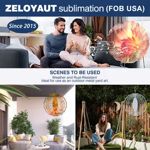 ZELOYAUT Wholesale 8inch Circle Sublimation Wind Spinner Blanks For Garden Decoration Premium Garden Ornament For Yard