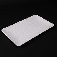 Assiette rectangulaire en mélamine blanche, écologique, rayée, élégante, incassable, compatible lave-vaisselle, pour hôtel