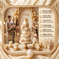 Décoration de gâteau 3D en plastique avec strass incrustés, cristal brillant, lustre luxueux, pour gâteaux et desserts, ornement de table pour fête d'anniversaire