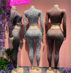 Completo Autunnale da <span class=keywords><strong>Donna</strong></span> 2 Pezzi, Top Corto <span class=keywords><strong>Sexy</strong></span> e Leggings Abbinati, <span class=keywords><strong>Abbigliamento</strong></span> Elasticizzato da Club, Set Coordinato con Pantaloni Aderenti - Product Image 2