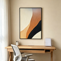 Art mural minimaliste vagues texture impasto orange noir peinture à l'huile décoration entrée