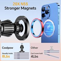Pemegang Ponsel Mobil 2-in-1 Magnetik, Klip Ventilasi Suction Cup, Magnet Kuat 360 °   Lengan Teleskopik Putar, Logo Kustom OEM Grosir